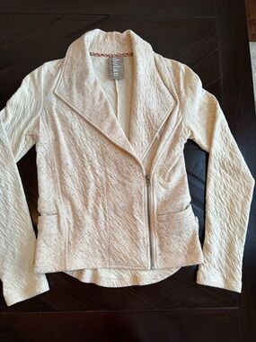 Dolan Left Coast Collection Cream Textured Moto Jacket for Women